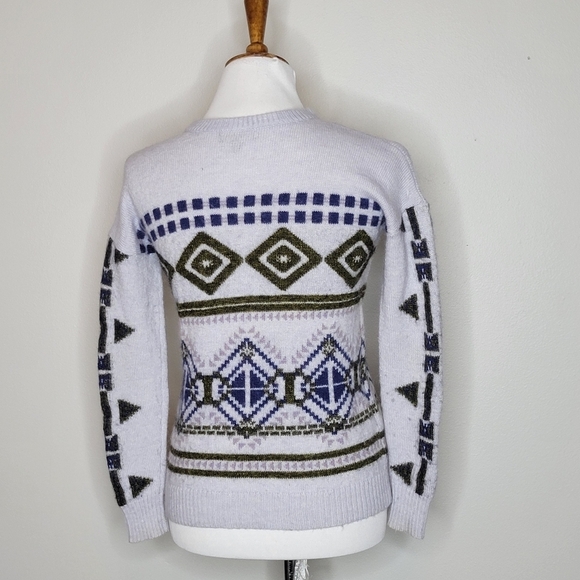 J‎ Crew Faire Isle Blue Nordic Abstract Wool Mohair  Sweater XS - Picture 6 of 8